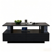 TAVOLO DA CAFFÈ LED 100x50x42 cm in acrilico nero con 2 cassetti