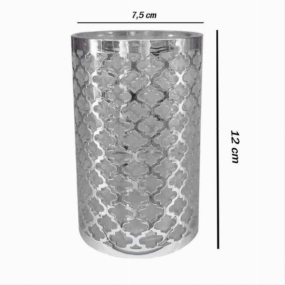 Trade Shop - Bicchiere Porta Spazzolini Accessorio Bagno Argento Stile Barocco Arredo 59107 -