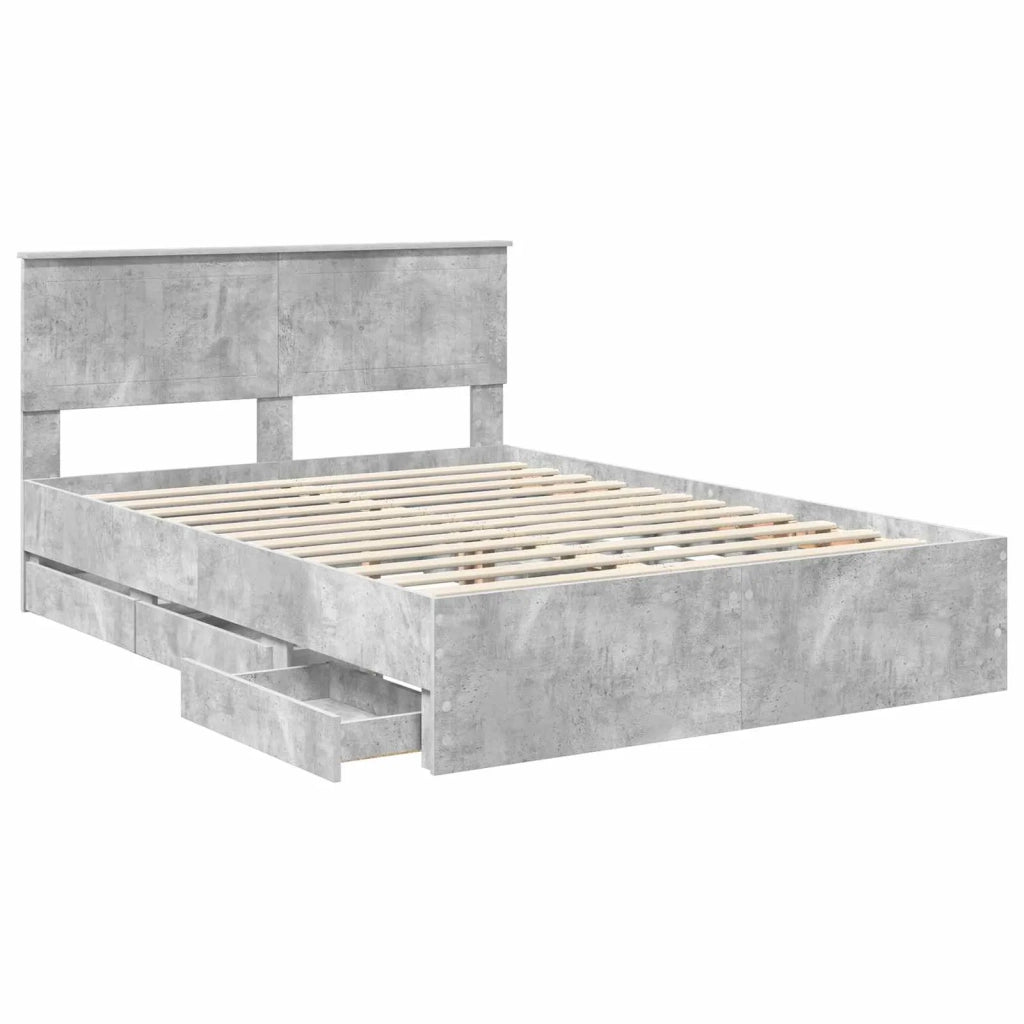 Struttura del letto con cassetto Grigio cemento 140 x 190 cm 3410710
