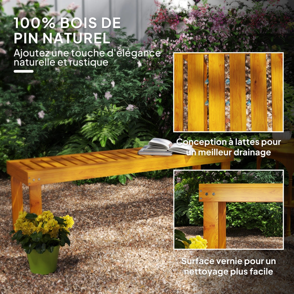 Panchina da giardino in legno di pino 2 posti ¨C zephmum ¨C 132x34x43 cm