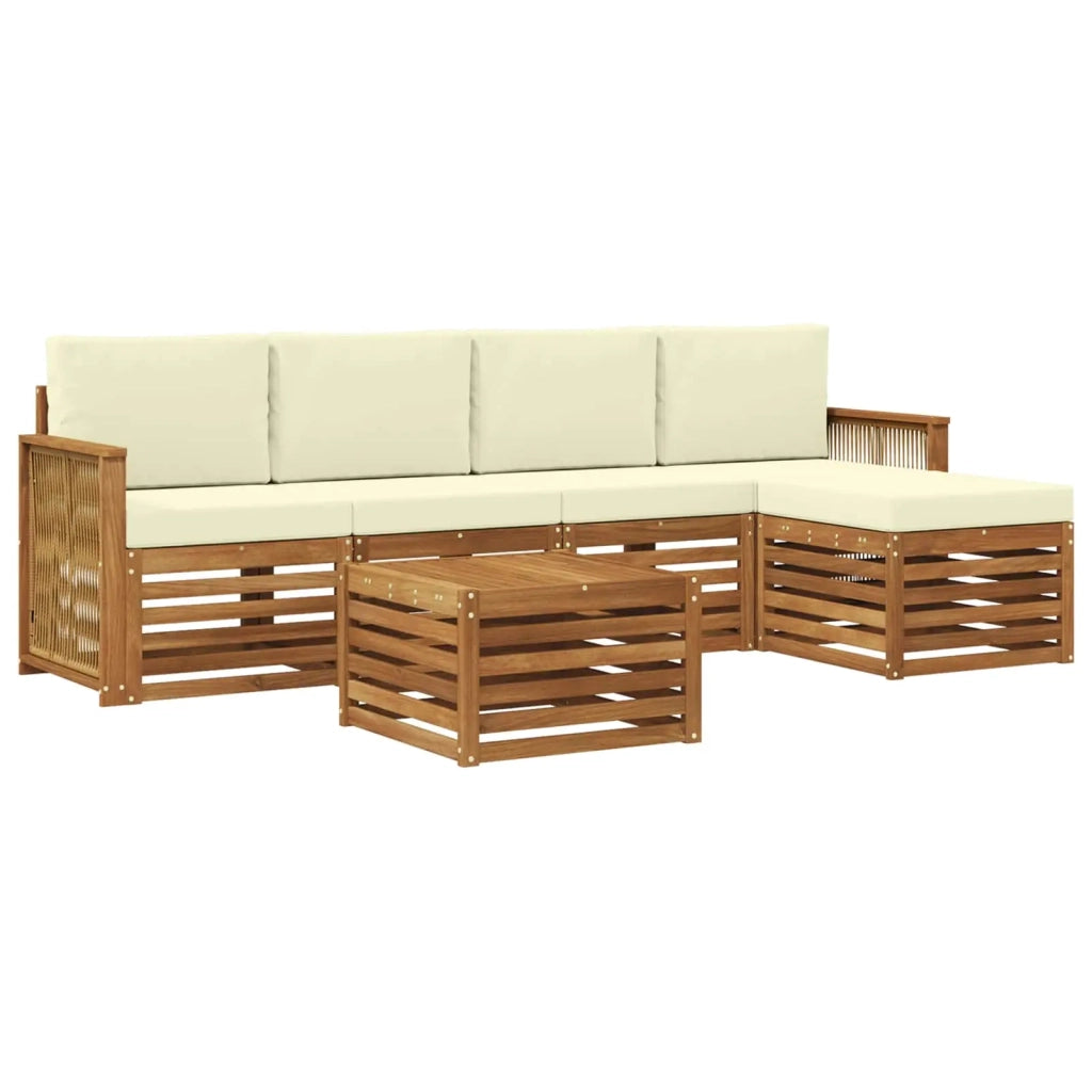 Set di divani da esterno con cuscino 6 pcs Naturale e Crema