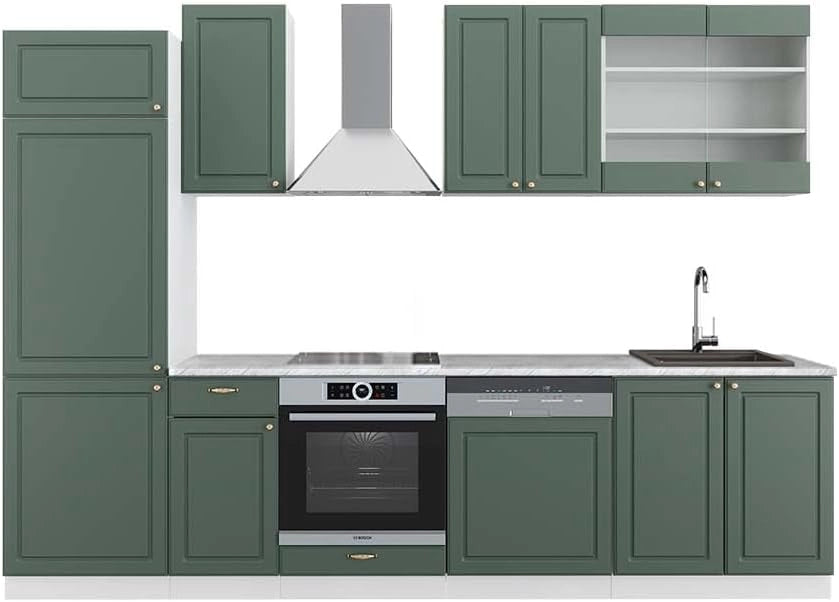 Cucina componibile Fame-Line, Quercia dorata, 300 cm senza piano di lavoro, adatto per l'espansione modulare individuale e la disposizione flessibile