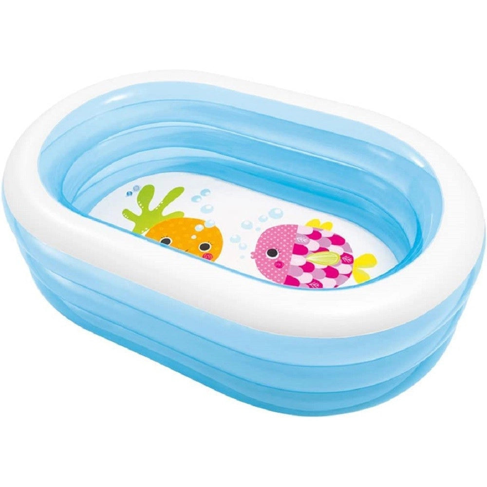 Trade Shop - Piscina Baby Ovale 3 Anelli Trasparente 163 X 107 X 46 Cm Pesci Sul Fondo 57482 -