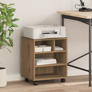Supporto per Stampante  con Ruote Rovere Artigianale 41x32x48 cm