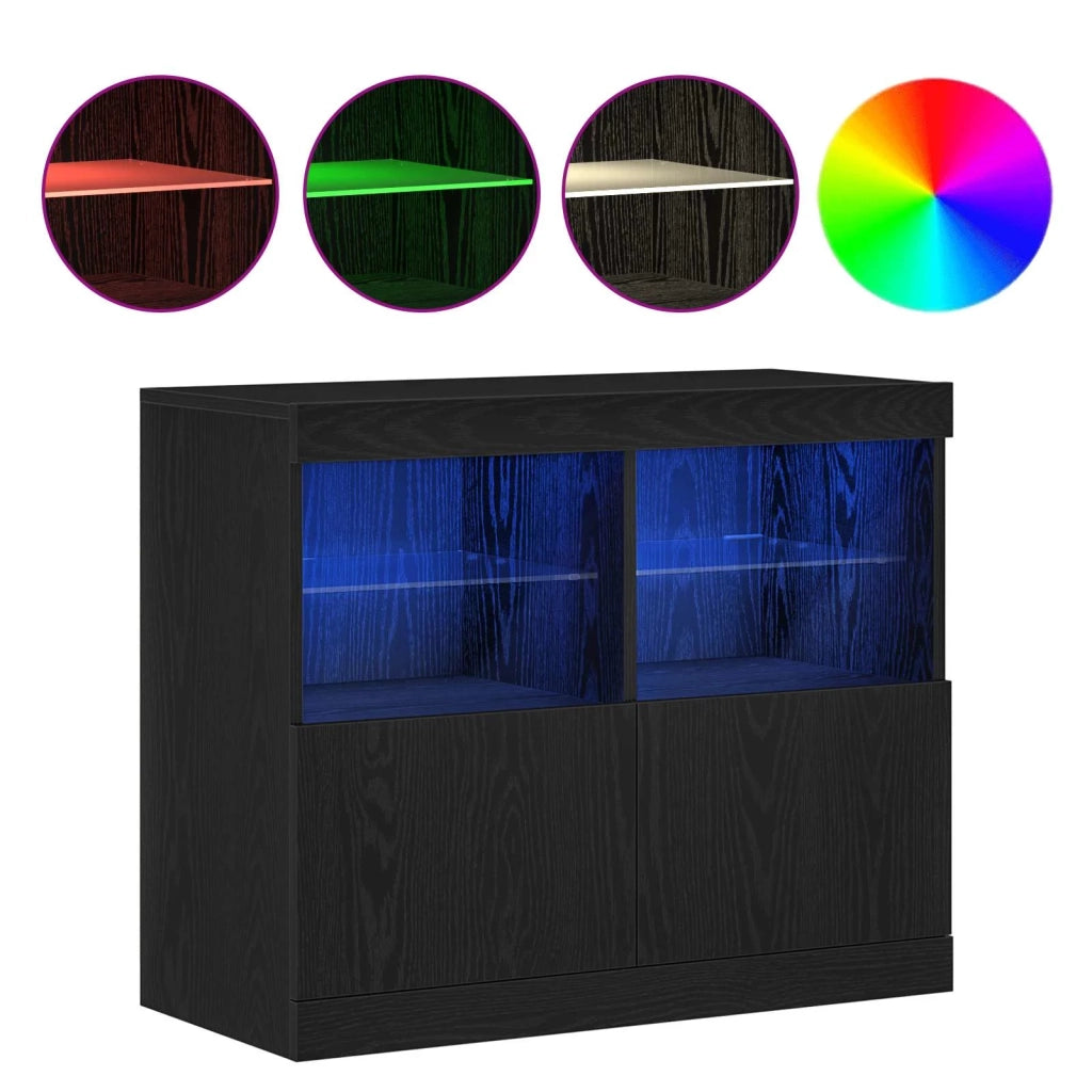 Madia LED Nero 81 x 37 x 66,5 cm Legno ingegnerizzato 863032