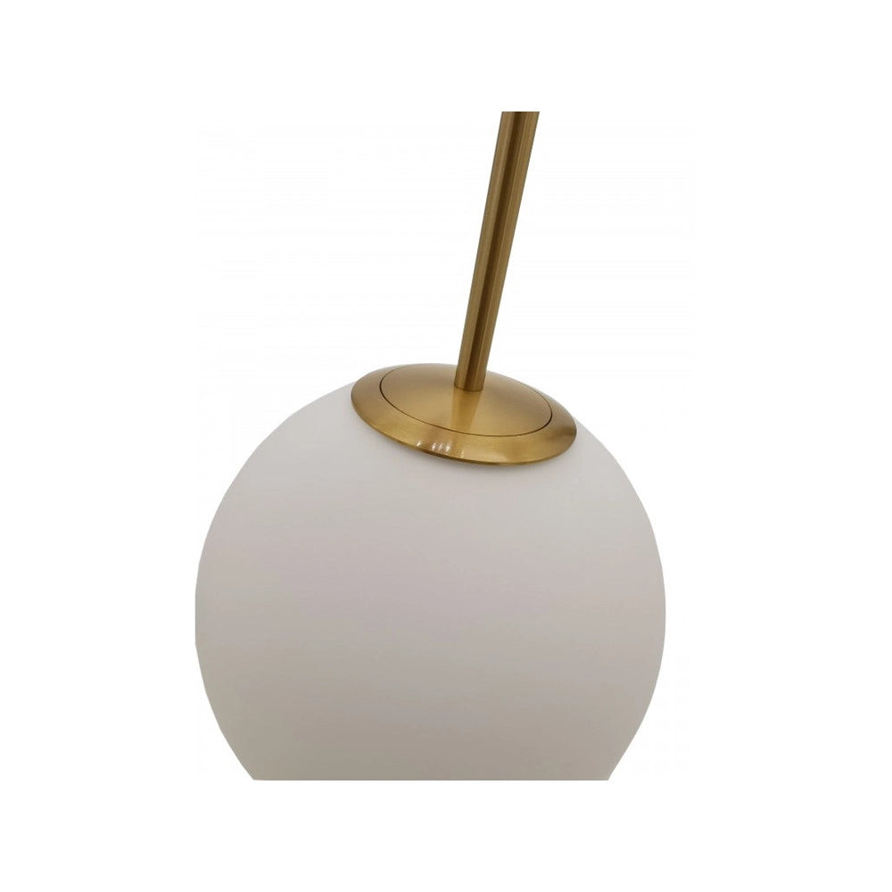 Trade Shop - Lampadario A Sospensione Oro Con Sfera Vetro Bianco Attacco E27 Moderno Minimal 33504 -