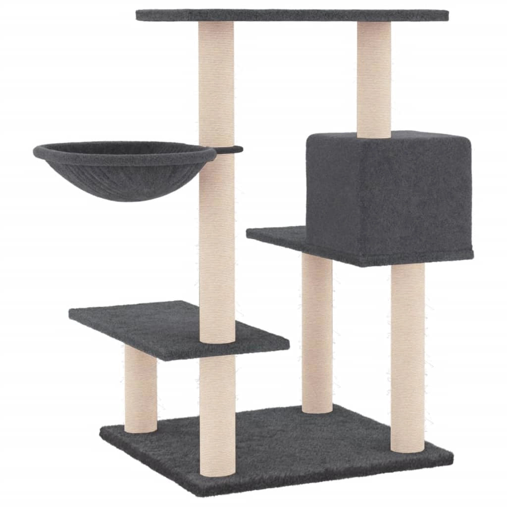Tiragraffi per gatti Mobili per arrampicata su torre Tiragraffi piattaforma da arrampicata con tiragraffi in sisal scuro 82,5 cm grigio 02_0022708