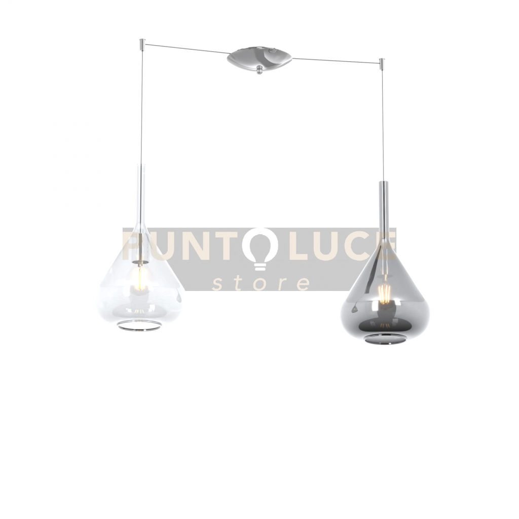 SOSPENSIONE CROMO 2 LUCI SPOSTABILE VETRI TR + FU 1177CR-S2 S-TF