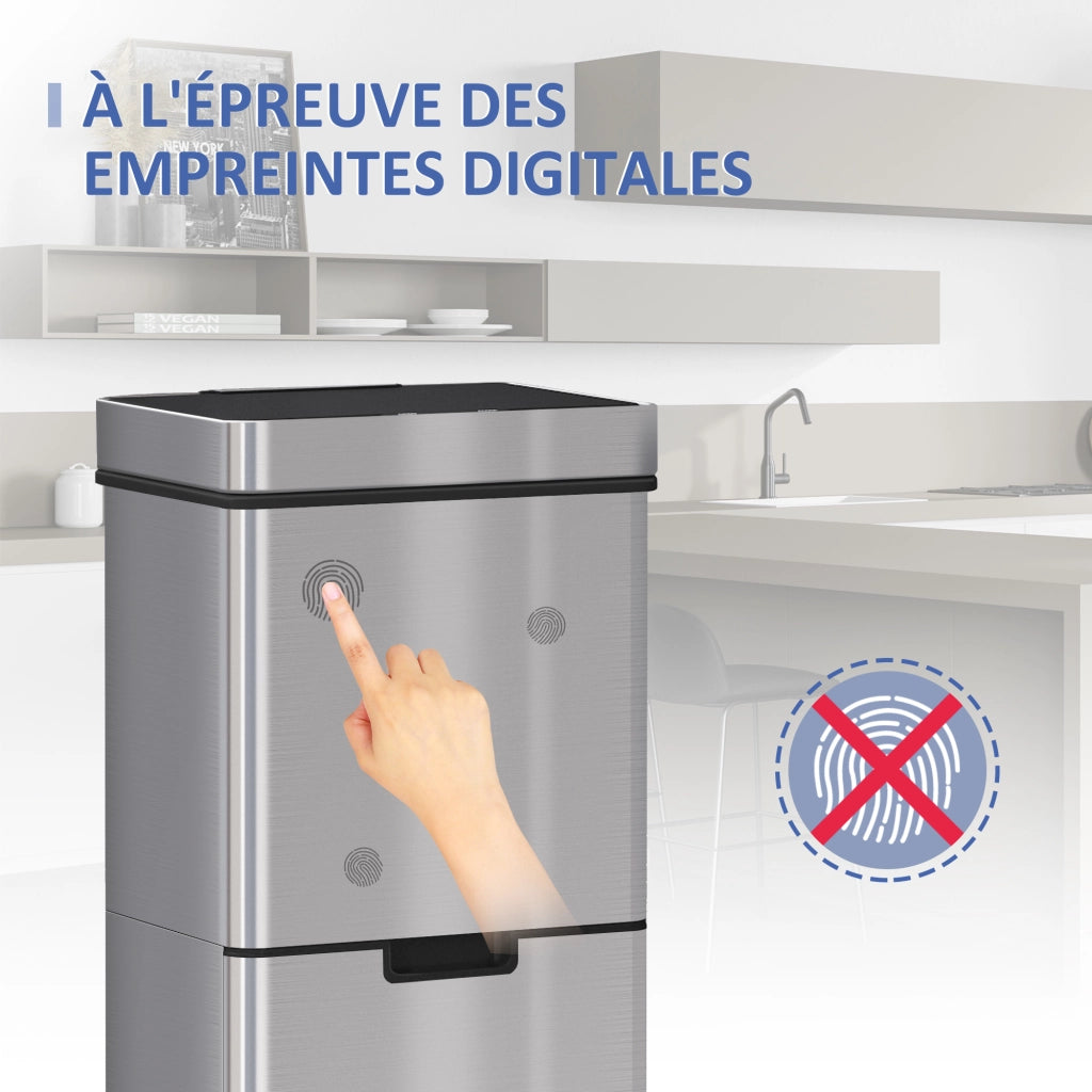 Cestino per rifiuti a 3 scomparti con apertura automatica ¨C zephmum ¨C 42x30x81 cm