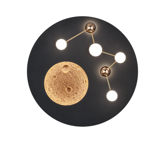Plafoniera LED effetto lunare, metallo, nero e caffè, D 50 cm, Zodiac