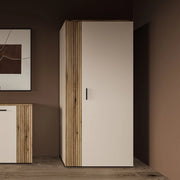 Armadio guardaroba 2 ante Frezo08 in cashmere e listelli verticali rovere evoque – 90x55x195