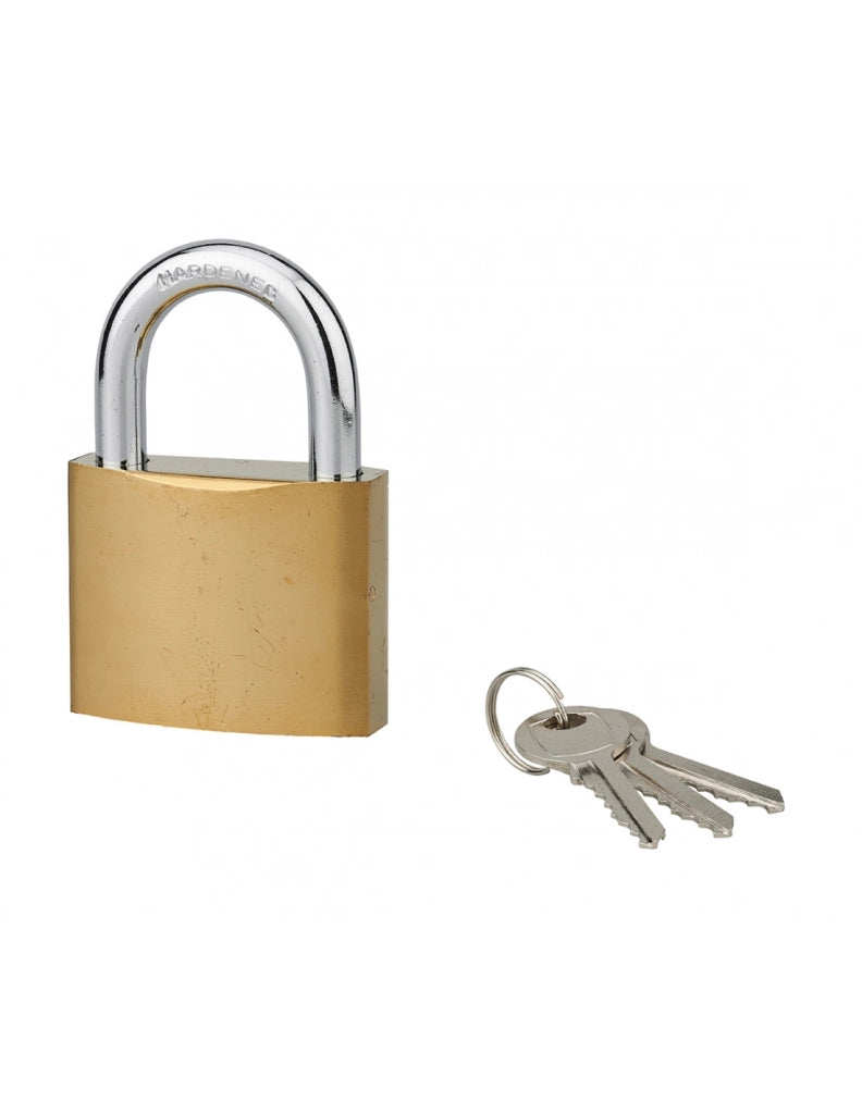 Lucchetto ACERA con chiave, base 60 mm, arco in acciaio temprato, 3 chiavi – SERRUPRIX