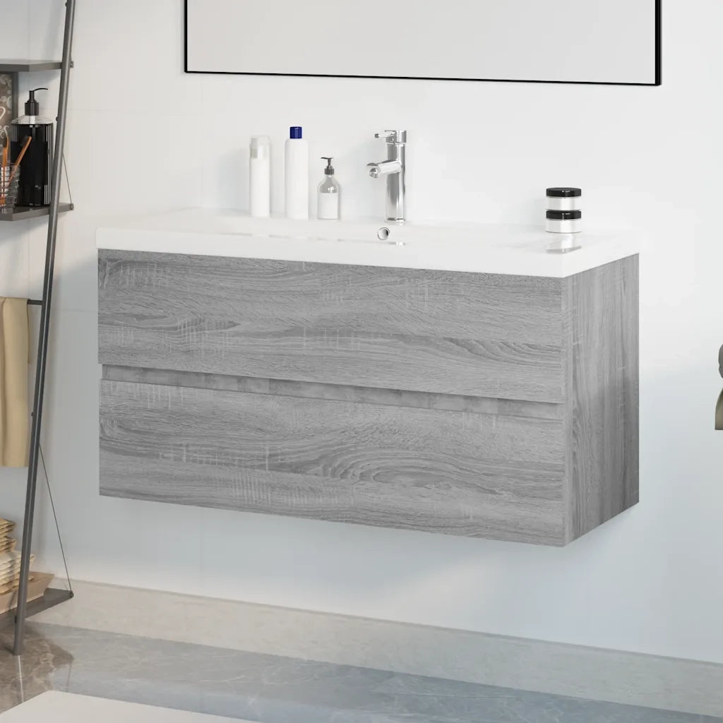 Mobile Bagno e Lavabo | Armadio Lavabo Integrato Grigio Sonoma Legno Multistrato