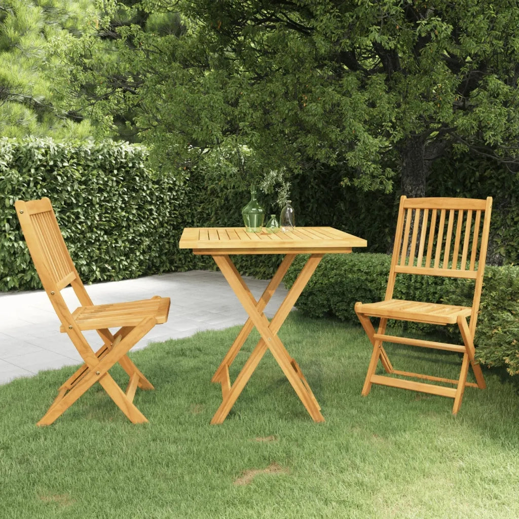 Set da Pranzo da Giardino 3 pz Pieghevole in Massello di Acacia