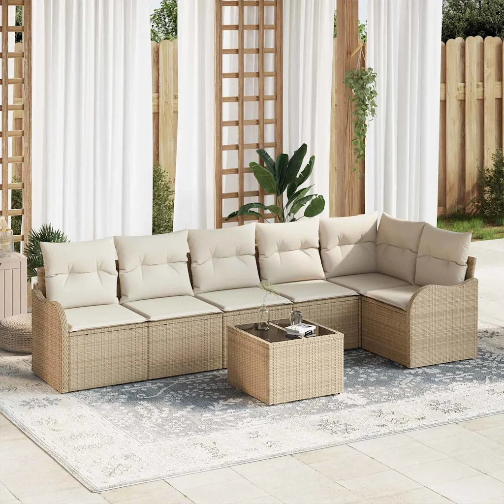 Set Divano da Giardino con cuscino 7 pcs Marrone Poly Rattan 3354400