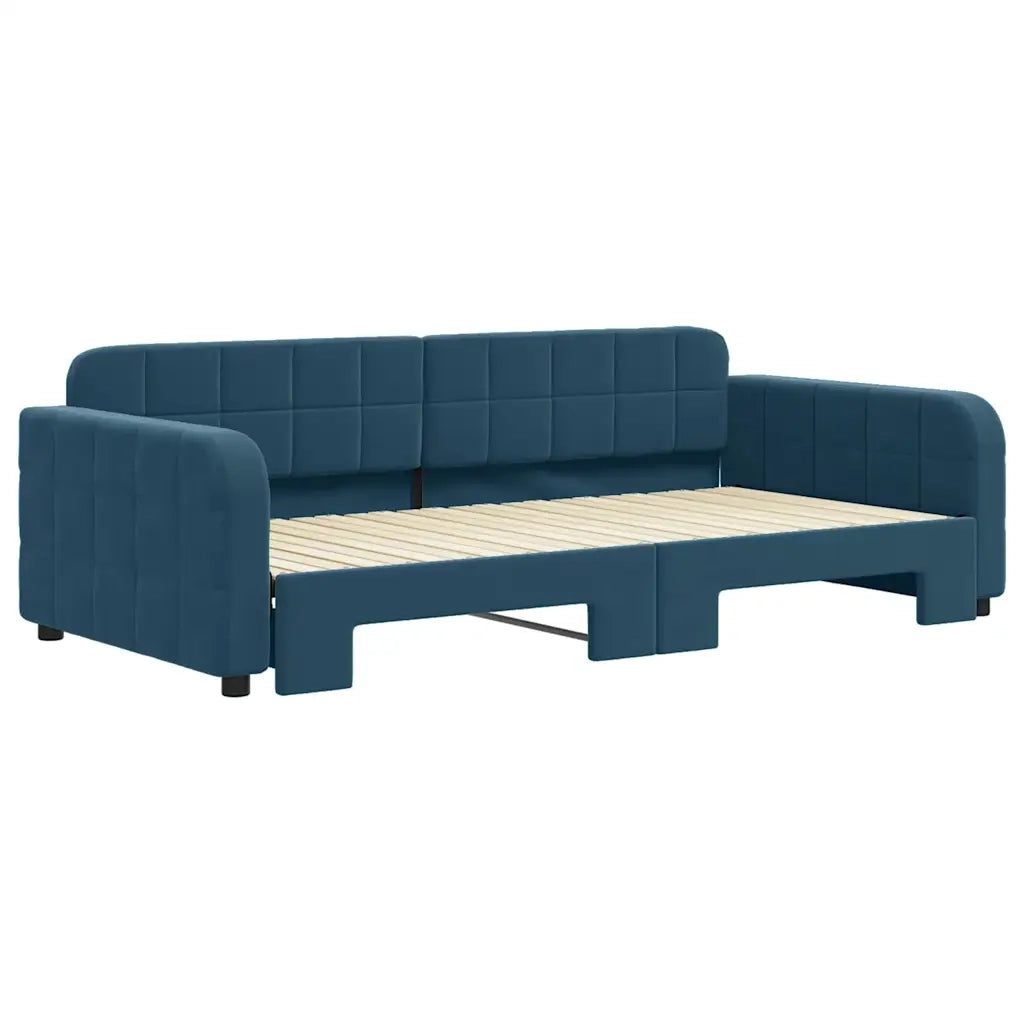 Divano Letto con Letto Estraibile Blu 100x200 cm in Velluto 3196935