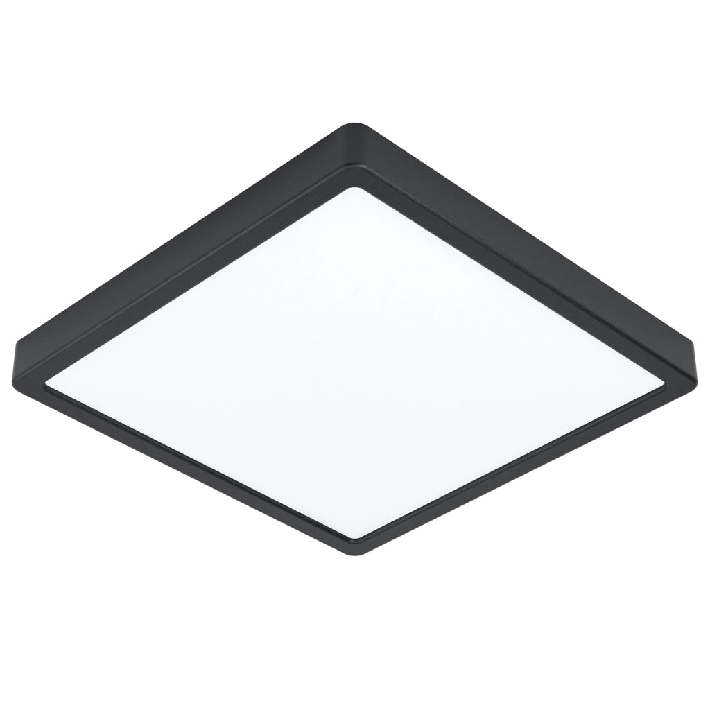 Plafoniera Quadrata Esterno Argolis 2 Acciaio Nero Policarbonato Bianco Led