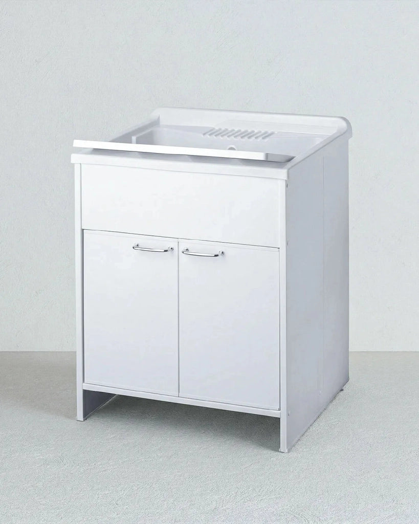 Mobile Lavatoio NEXA 60 – Lavapanni in PVC con Vasca e 2 Ante – 60x50x85 cm Bianco_