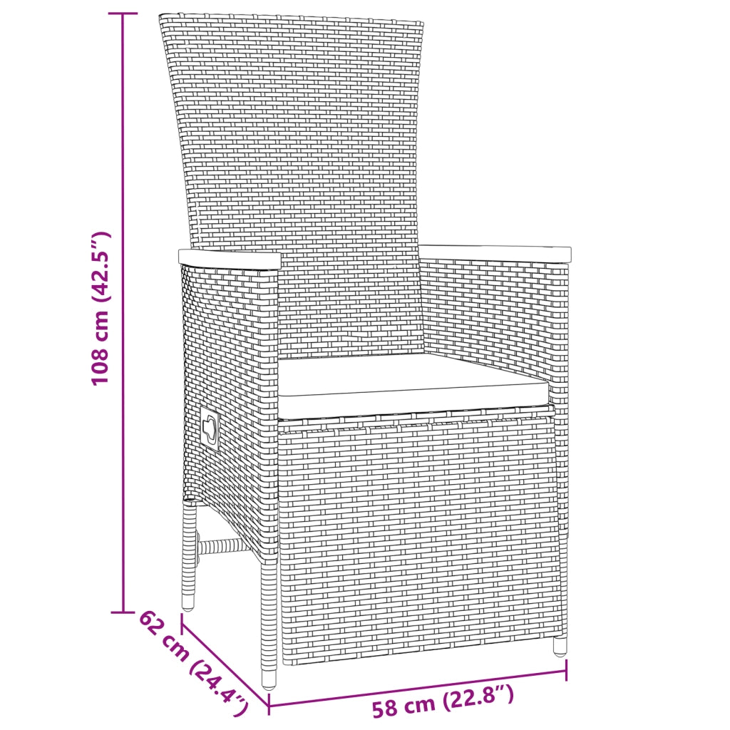 Set da Pranzo da Giardino 5 Pezzi con Cuscini Beige Rattan Polimerico