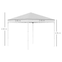 Gazebo Pieghevole 2.5 x 2.5 m Impermeabile con Corde e Picchetti, in Acciaio e Tessuto Oxford, Bianco