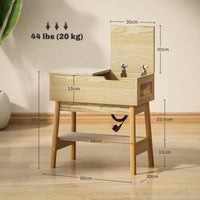 Tavolino da Salotto in Stile Boho 30x60x60,5 cm con Vano a Scomparsa in MDF color Legno