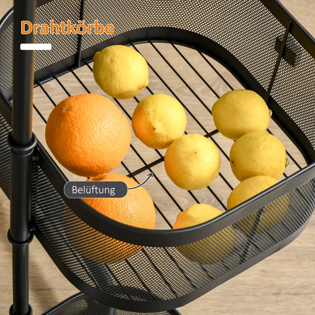 Carrello da cucina rotante con 4 ripiani ¨C zephmum ¨C 33x33x77 cm nero