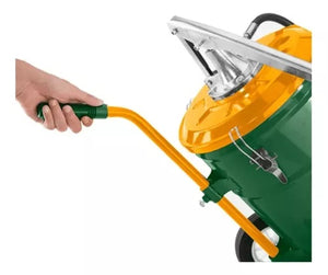 Ingrassatore Manuale Pneumatico con Fusto da 25kg in Acciaio e Ruote, Compressore a Leva per Grasso, Pistola Ingrassatri