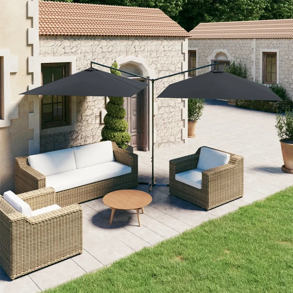 Ombrellone Doppio-Ombrellone da giardino con Palo in Acciaio Antracite 600x300 cm