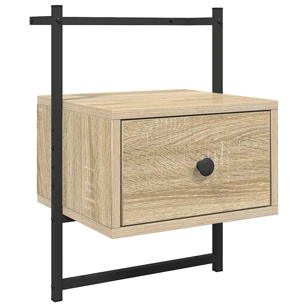Comodini a Muro 2 pz-Set di 2 Tavolino da notte Rovere Sonoma 35x30x51cm Legno Multistrato
