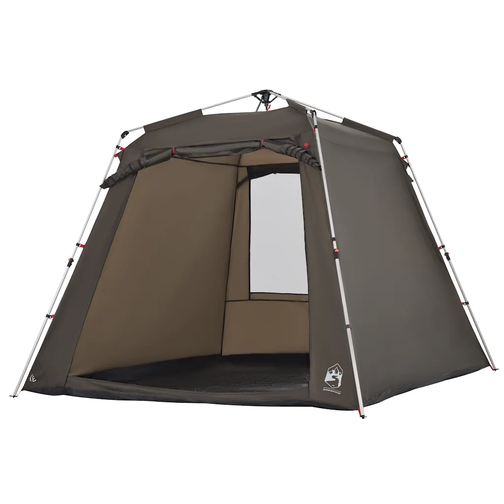 Tenda da Pesca 4 Persone-Tenda da campeggio Marrone a Rilascio Rapido 807698