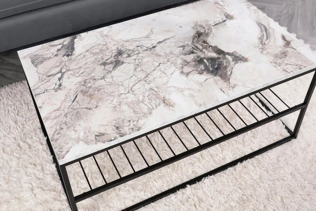 Tavolino in legno "Asude" - 95 x 55 x 42 cm - Bianco