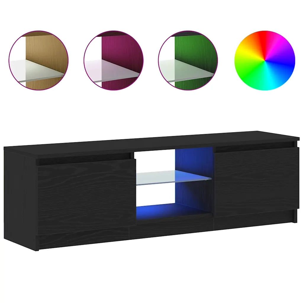 Mobile Porta TV con LED Rovere Nero 120x30x36 cm Multistrato 862034