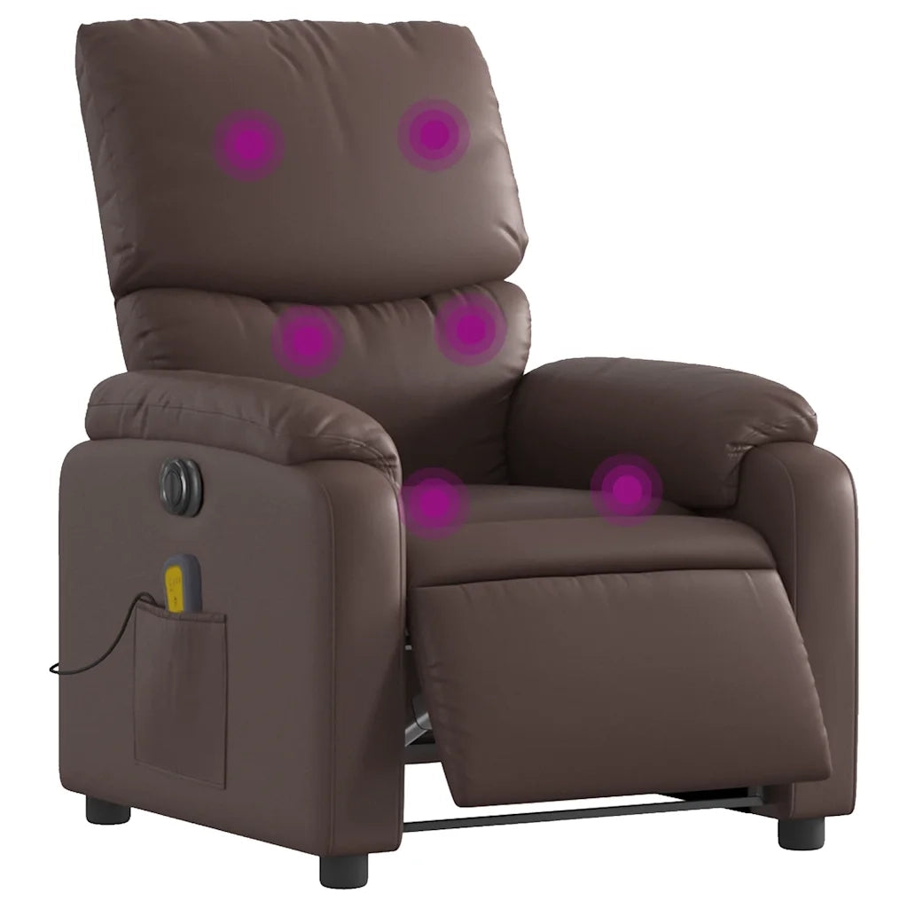 Poltrona Massaggiante | Sedia Relax Elettrica Marrone in Similpelle