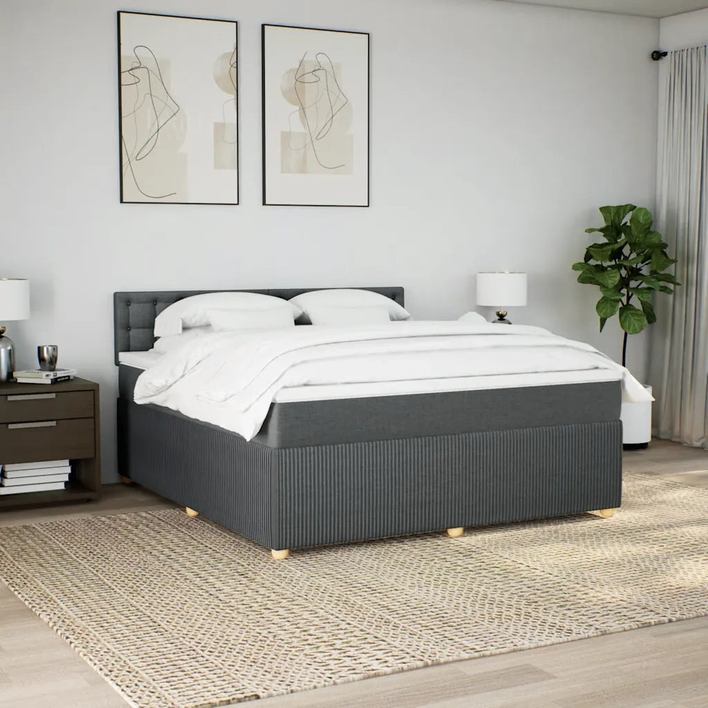 vidaXL Giroletto a Molle con Materasso Grigio Scuro 180x200 cm Tessuto