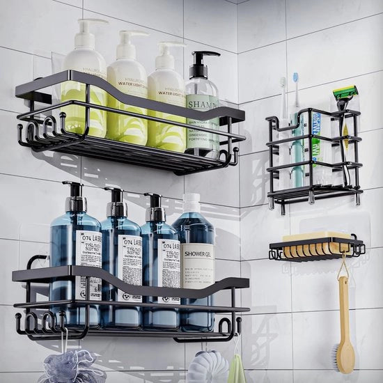 Organizzatore in acciaio inossidabile autoadesivo per doccia - supporto per parete per bagno - grande capacità di stoccaggio - duraturo e funzionale