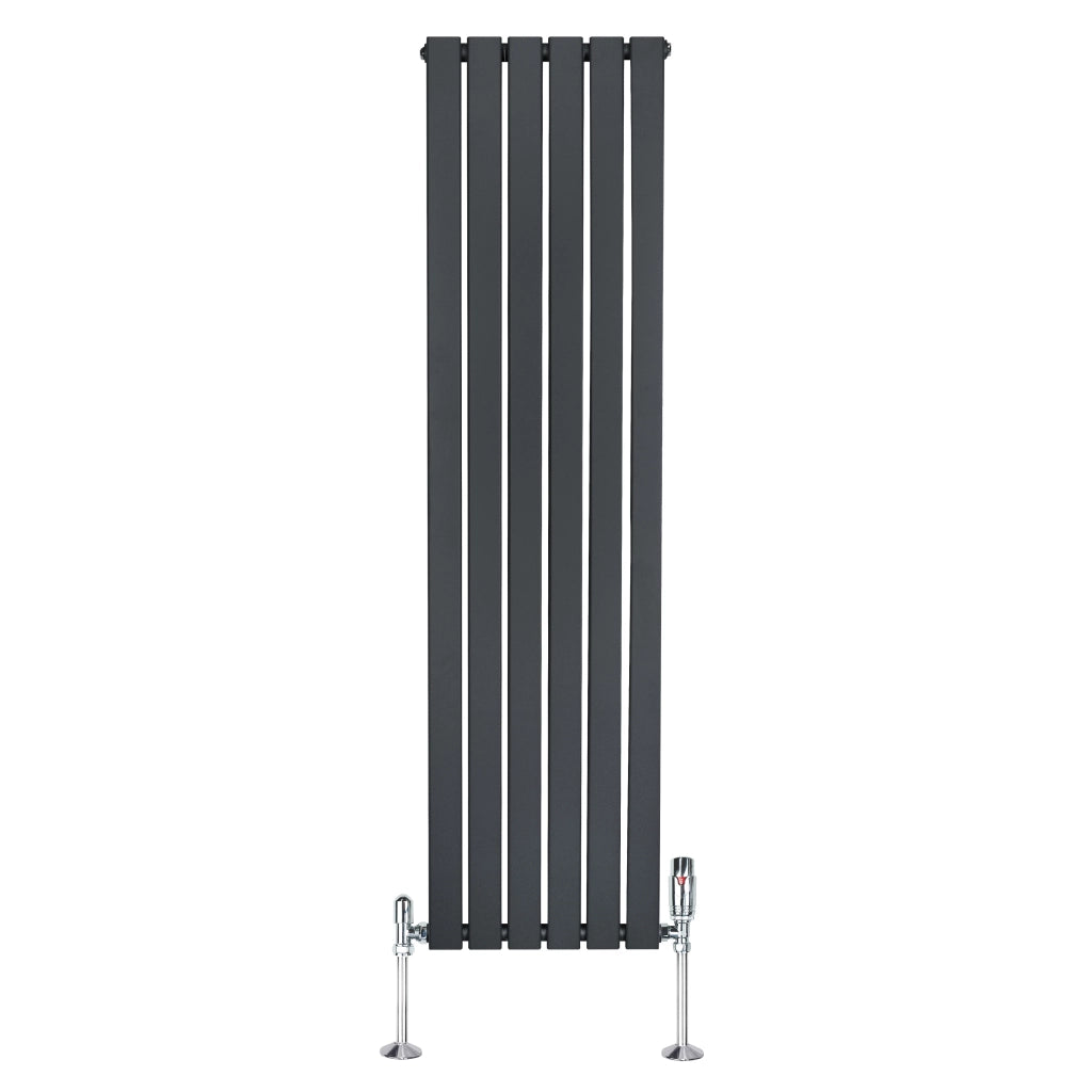 Radiatore Verticale 1600 x 420 mm con Valvole TRV Grigio Antracite