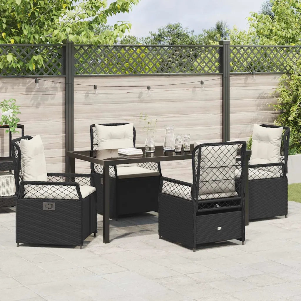 Set da Pranzo per Giardino 5 pcs Nero polyrattan 3380984