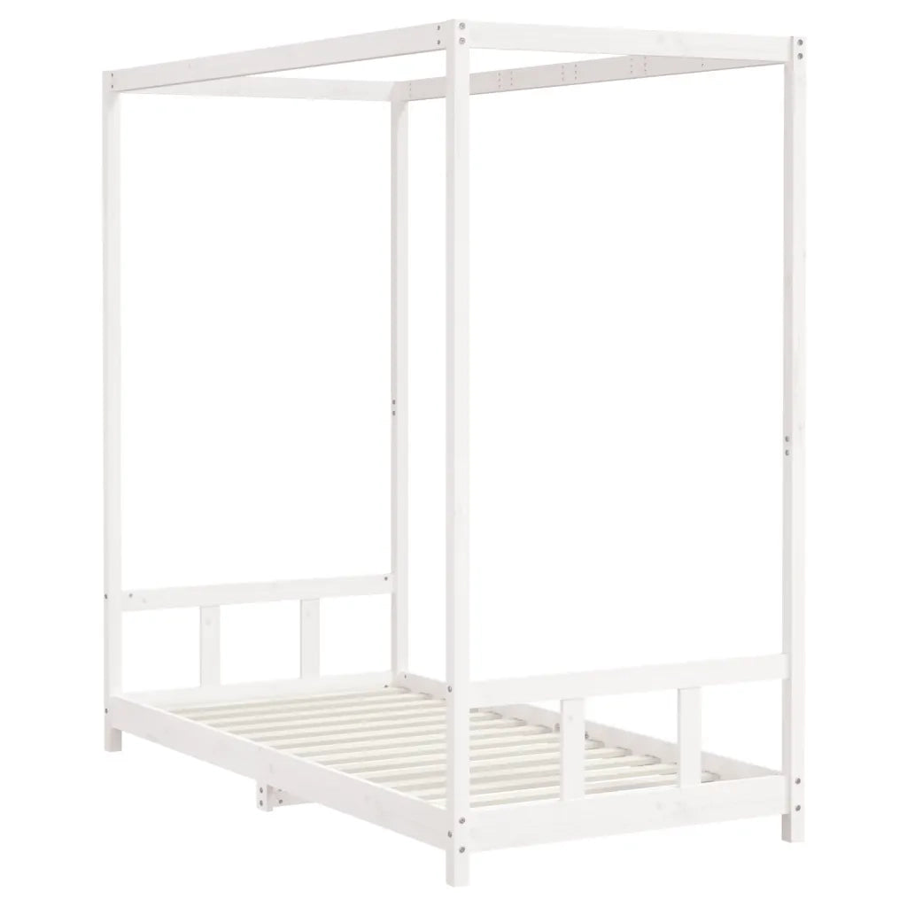 Giroletto per Bambini Bianco 90x190cm in Legno Massello di Pino 834517