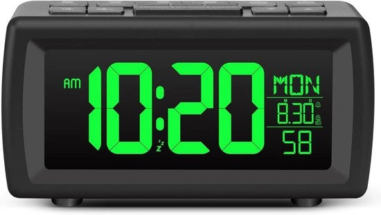 Orologio digitale con cavo – Orologio digitale – Camera da letto – Comodino – Orologio LED – Orologio da tavolo – Orologio da parete – Orologio da notte – Orologio da comodino con cavo elettrico