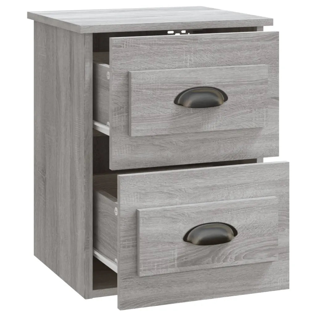Set di 2 Comodini | Armadio da Notte | Mobiletto da notte a Parete Grigio Sonoma 41,5x36x53 cm