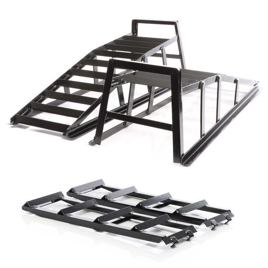 set 2x rampa di carico fino a 2 tonnellate per coppia, 915x350x275 mm, rampe in acciaio + estensione 2x 400 kg 650x195 mm Prolunga