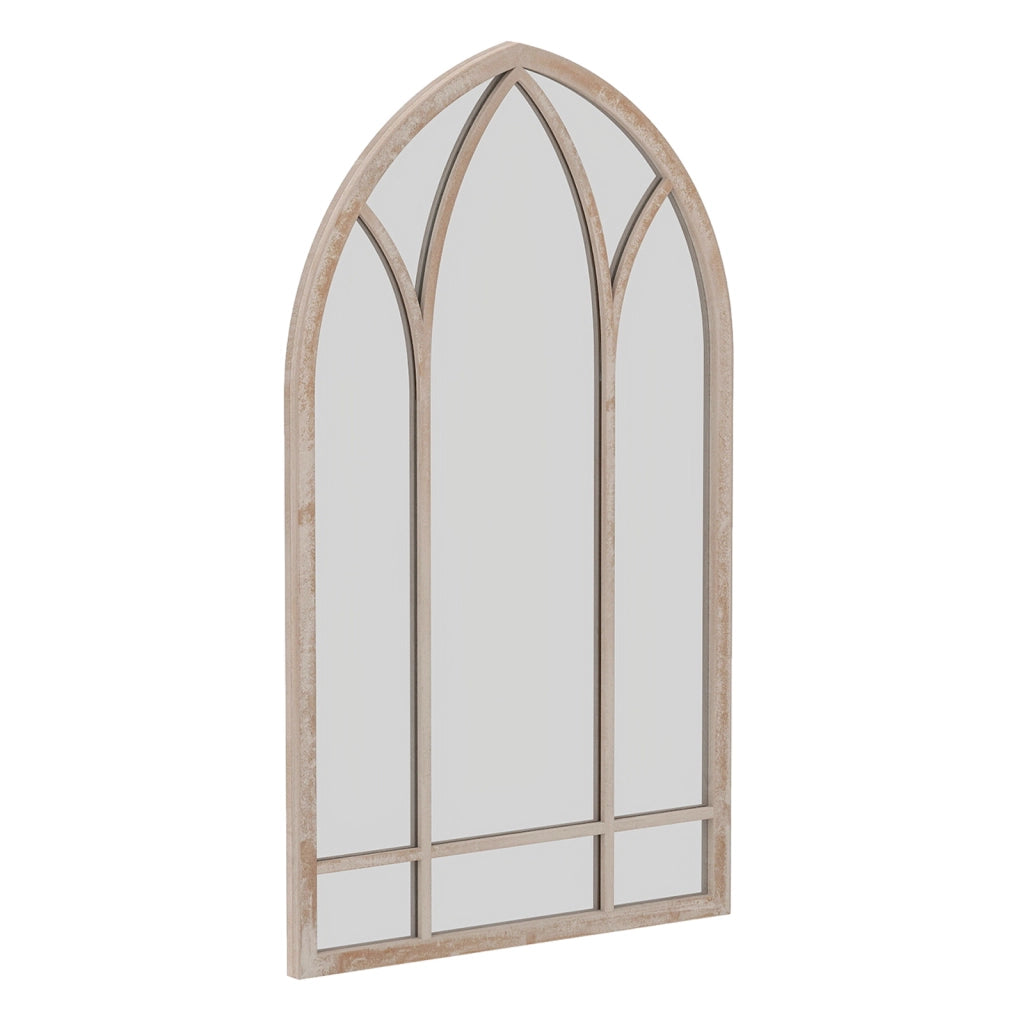 Specchio a finestra in stile rustico con cornice metallica e antideflagrante, Specchio decorativo ad arco per soggiorno ingresso camino giardino 83 x 48 x 2 cm