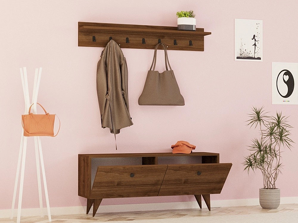 Mobile da corridoio in legno "Rupa" - 35 x 113 x 48 cm - Noce