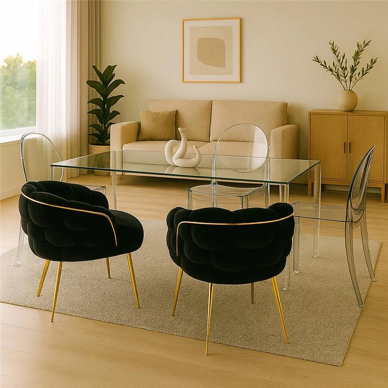 POLTRONA IMBOTTITA IN TESSUTO TEDDY CON STRUTTURA IN METALLO ORO DIMENSIONI 71X46X82H CM COLORE NERO