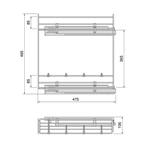 Portabottiglie Estraibile da Cucina in Acciaio Emuca Brillo Cromato