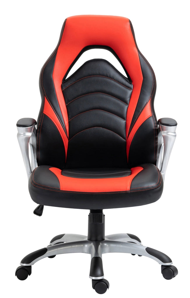 Sedia da ufficio Foxton in finta pelle nero/rosso