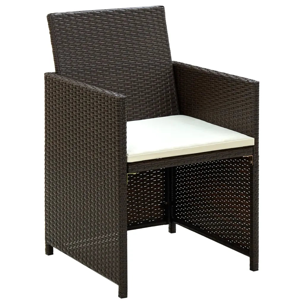 Set Divani da Giardino 4 pz con Cuscini in Polyrattan Marrone cod mxl 34889