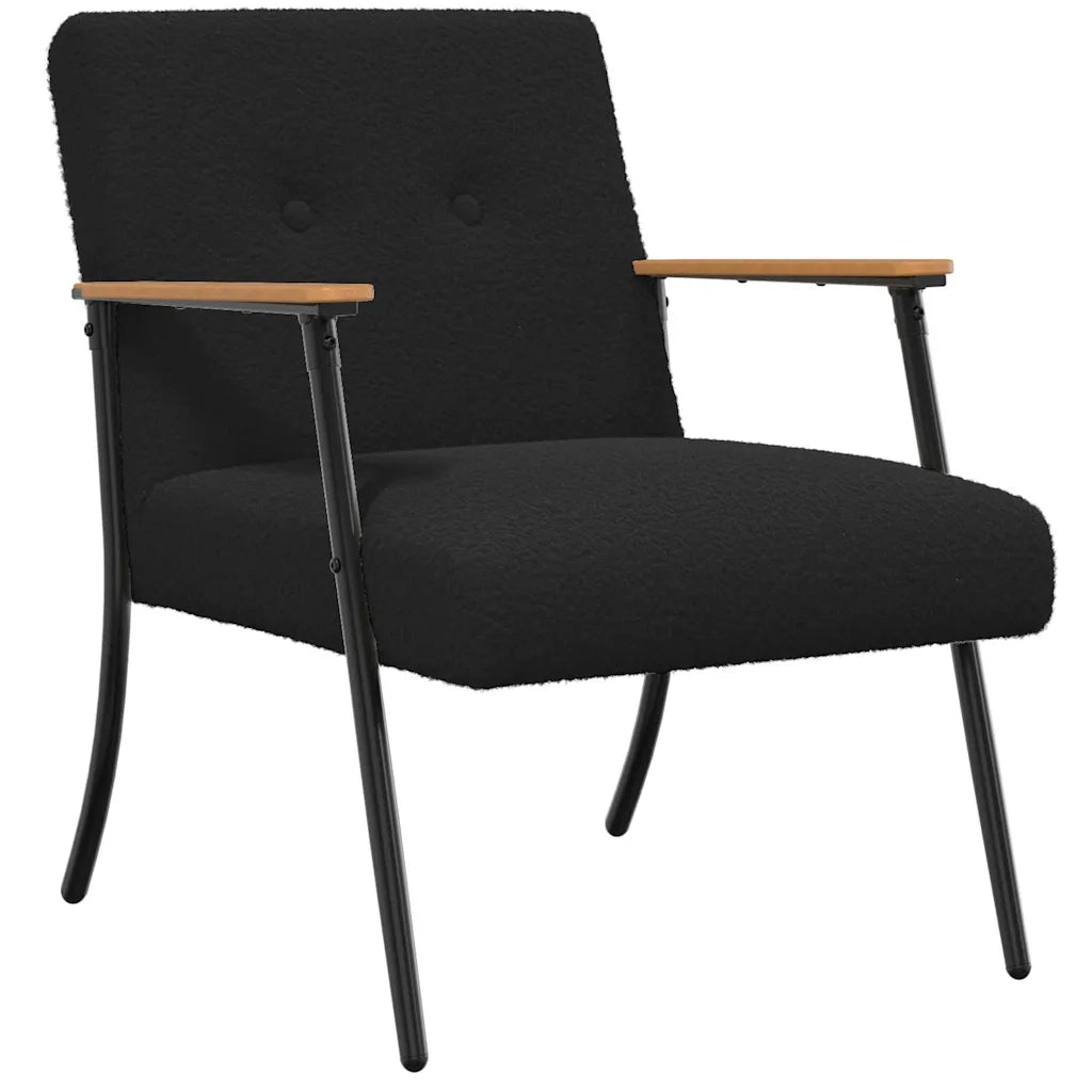 Divano Sedia-Poltrona-Poltroncina Nero Tessuto simile alla lana ricci