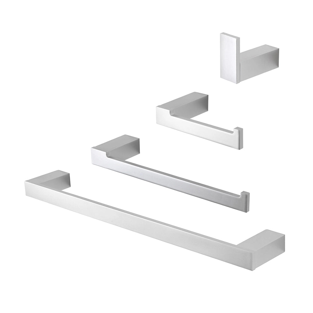 Set accessori bagno da muro 4 pezzi in alluminio argento Sky