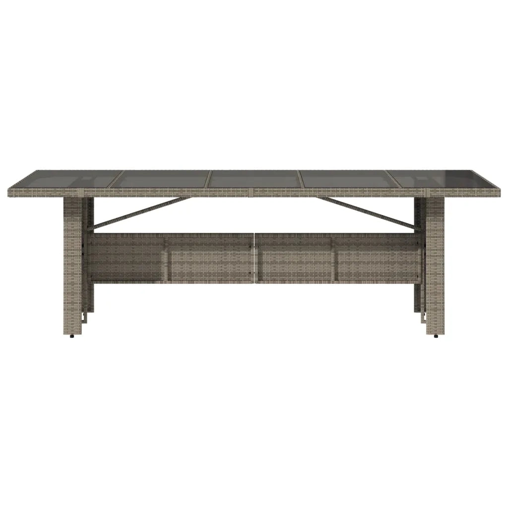 Tavolo da Giardino Piano in Vetro Grigio 240x90x75cm Polyrattan 365599